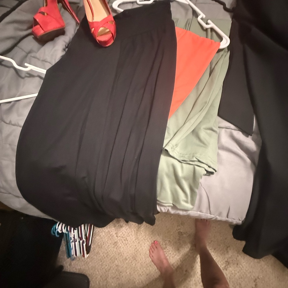 Black Skirt with Red Heels